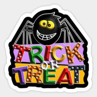 Trick Treat Halloween cute spider violet orange black green red dots 3D tridimensional 316 Sticker